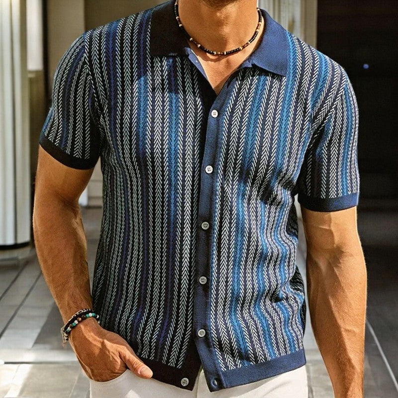 Men's knit polo shirt - organic cotton button-down - smart casual