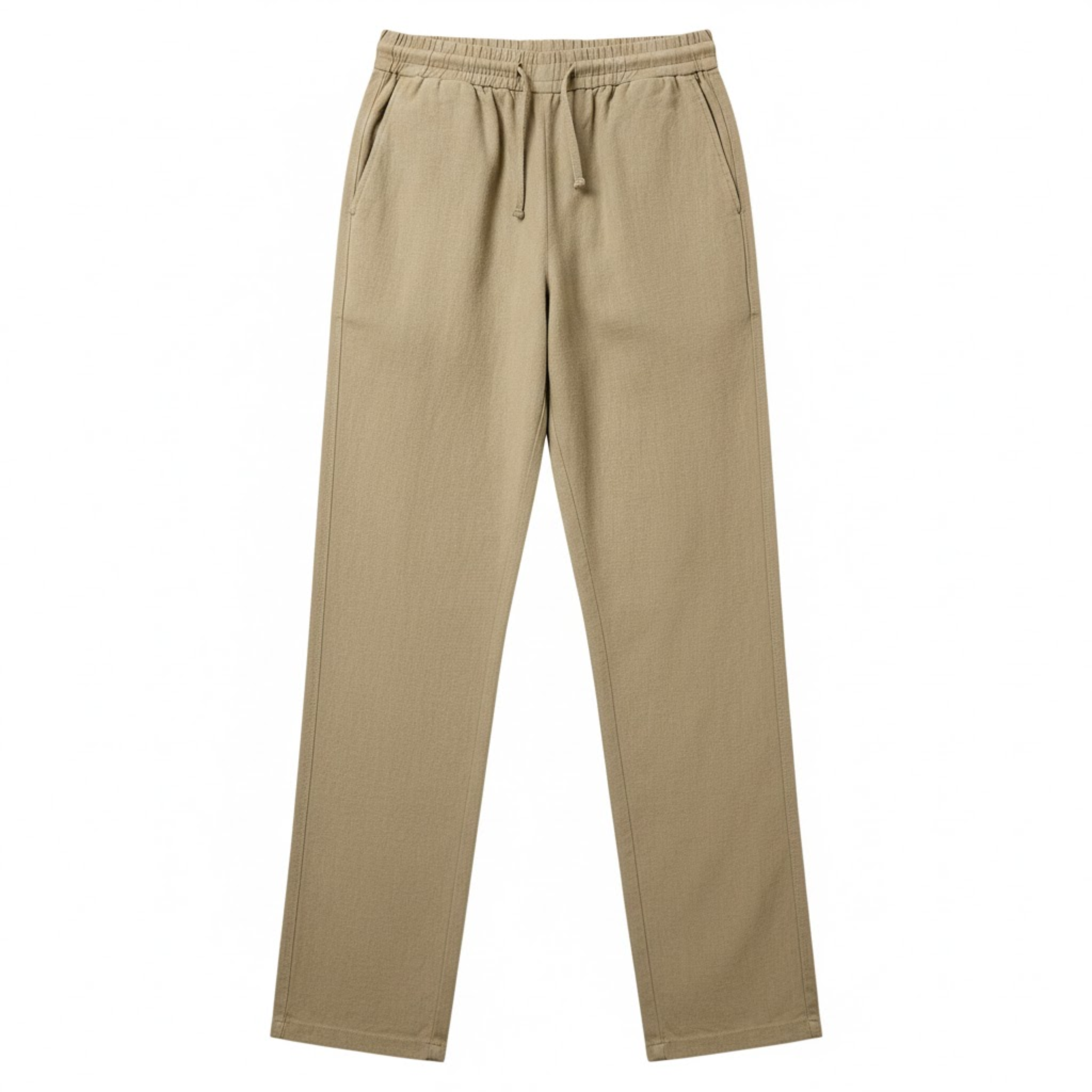 Men's Cotton Linen Straight Leg Pants Breathable Casual Full Length Trousers