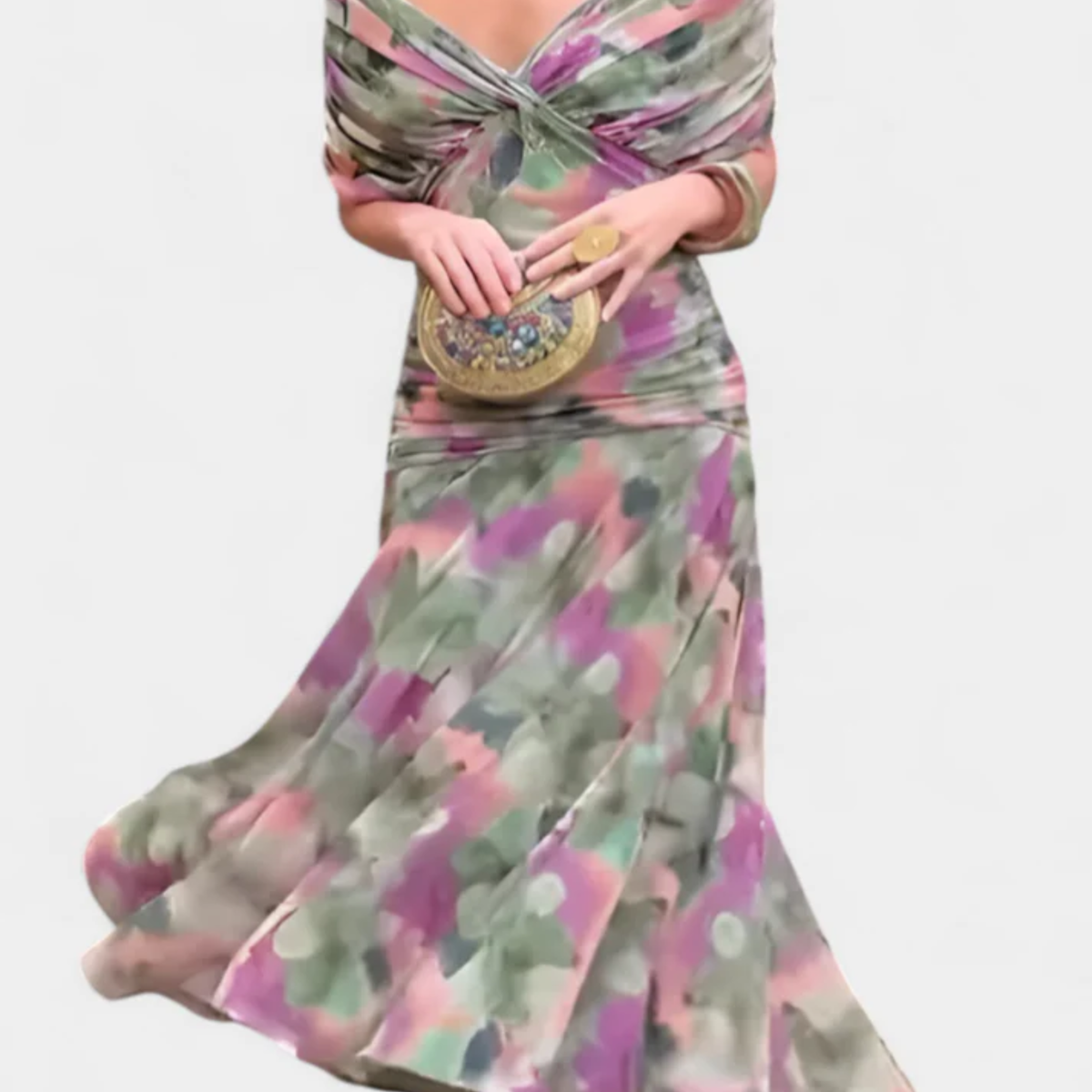 Women's maxi dress — V-neck, gathered waist — formal events