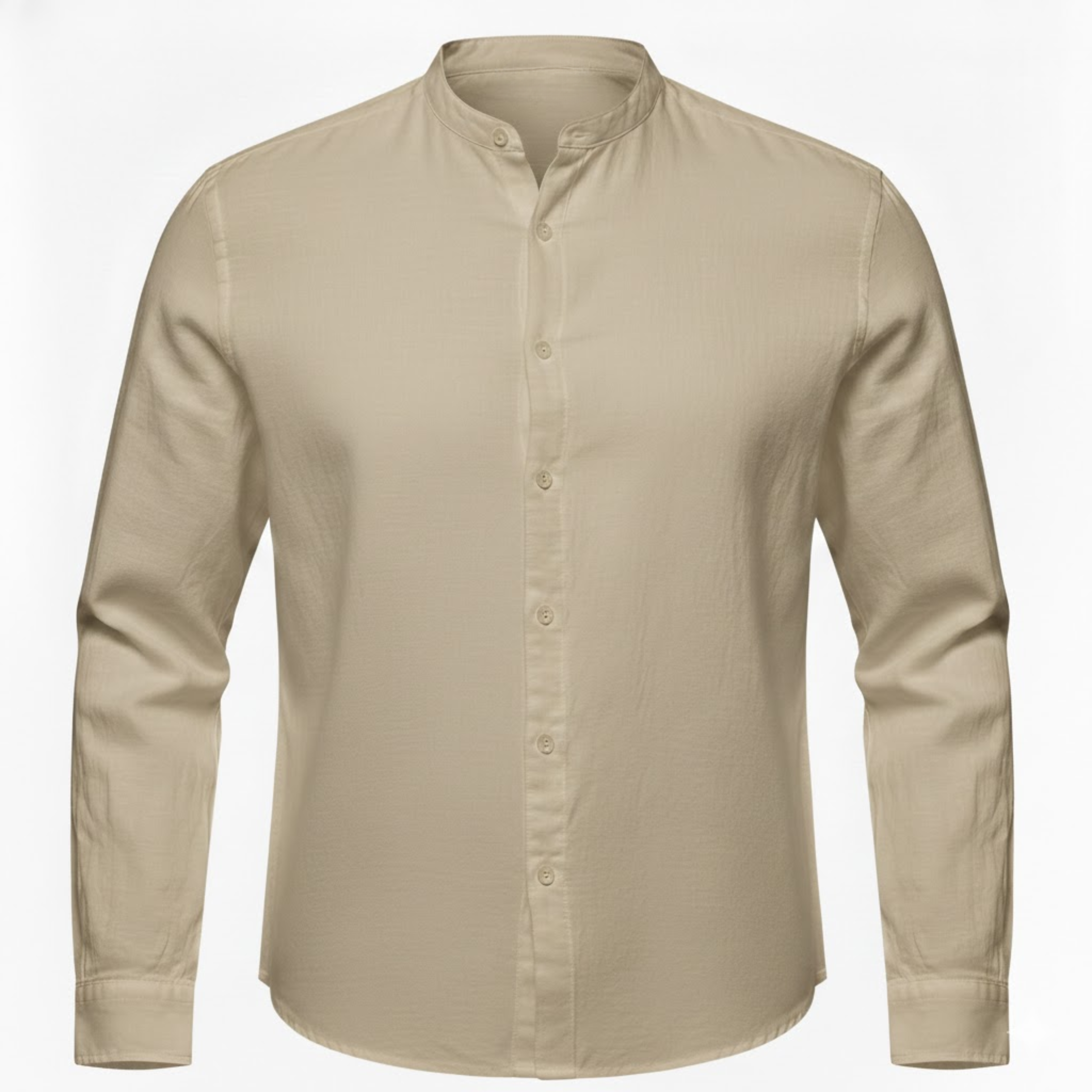 Men's Cotton Linen Henley Shirt Long Sleeve Slim Fit Single Breasted Casual Beach Top