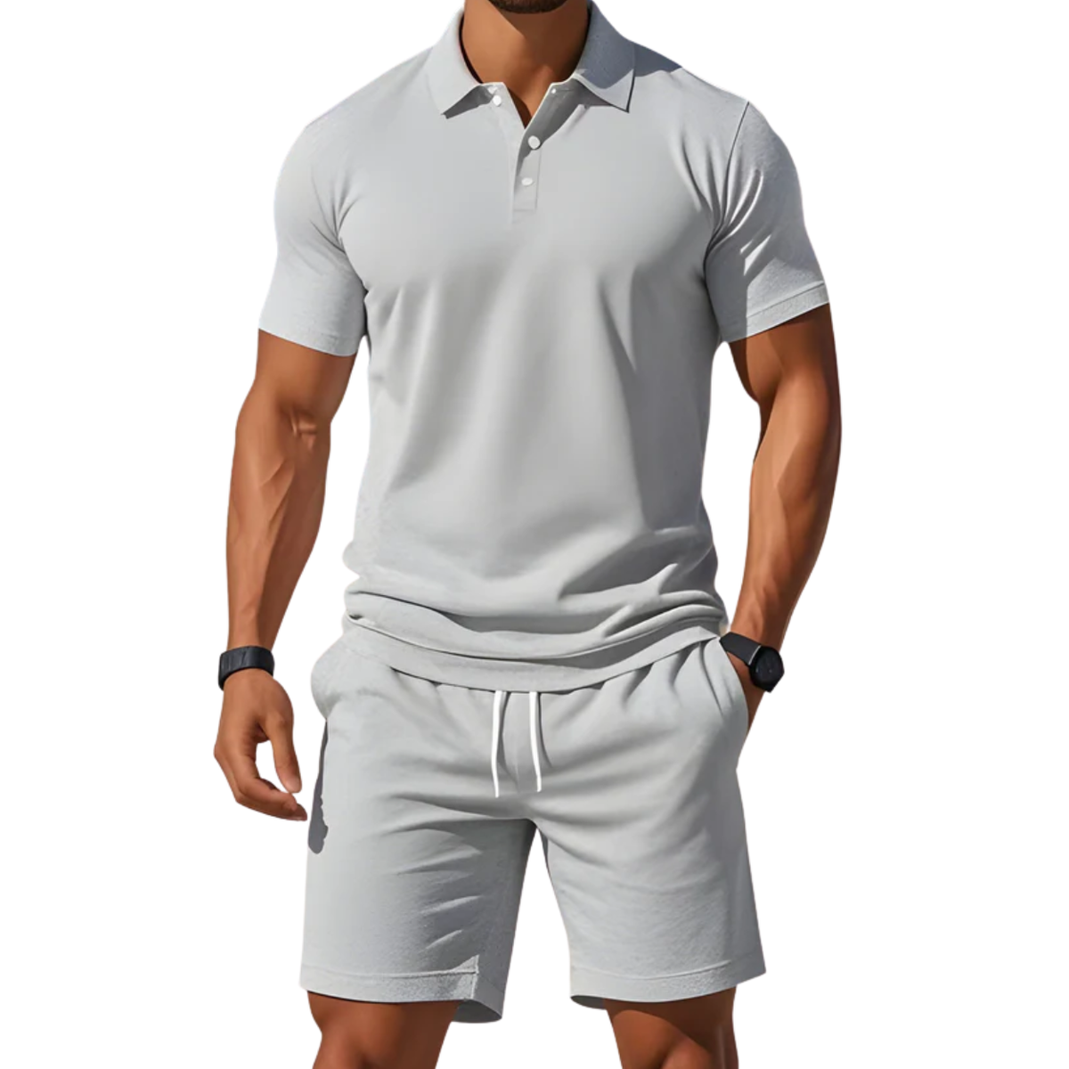 Men's sport polo set — lightweight short sleeve set — casual summer holiday