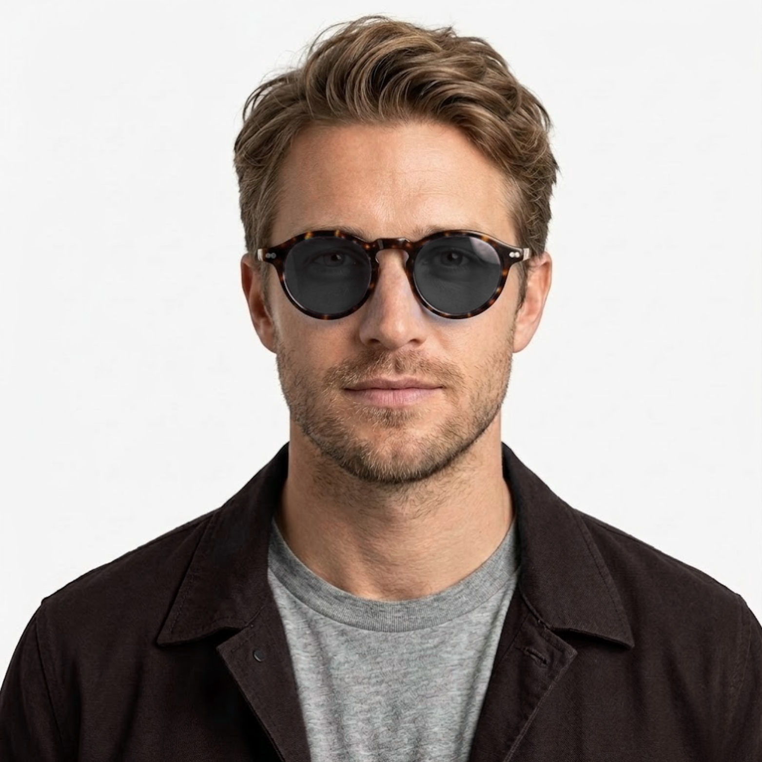 Polarized Retro Round Sunglasses Unisex Acetate Frame UV400 Protection Sun Shades