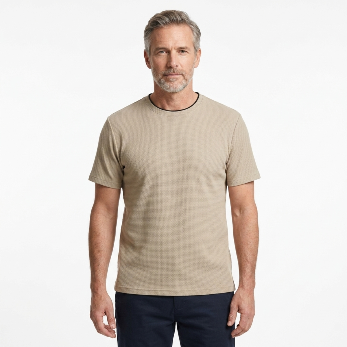 Men's waffle knit t-shirt — relaxed tailored fit — everyday casual