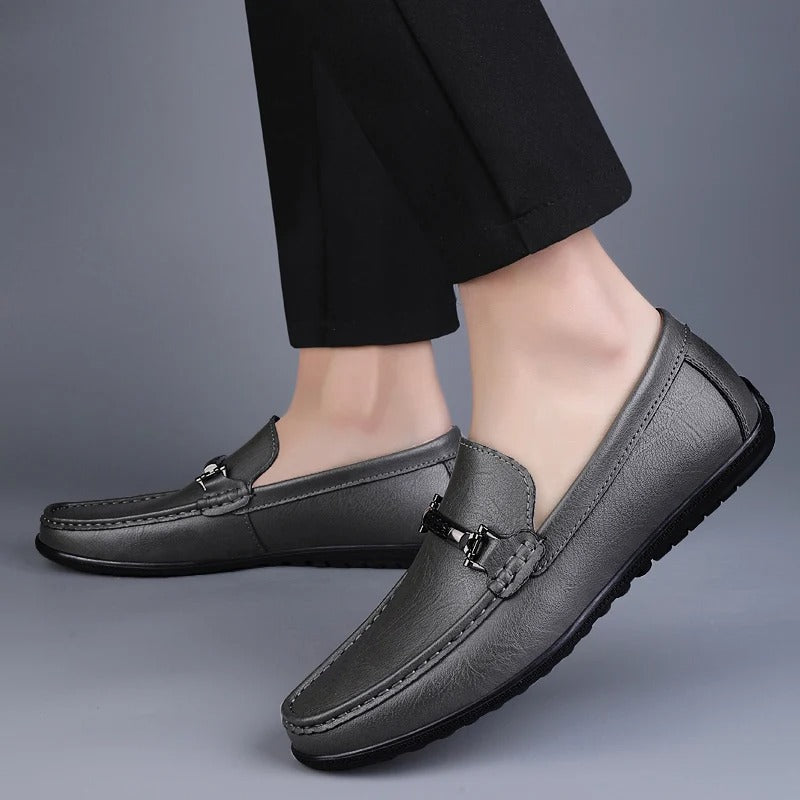Men's leather loafers - metallic rope detail - casual office
