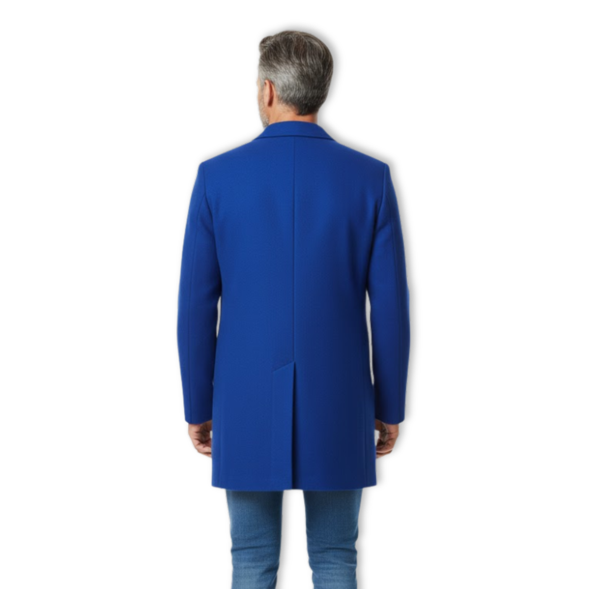 Men's Wool Blend Trench Coat Slim Fit Single Breasted Long Cotton Lined Overcoat