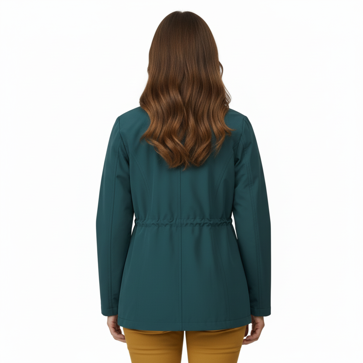 Women's Lightweight Windbreaker Jacket with Adjustable Waist and Front Pockets