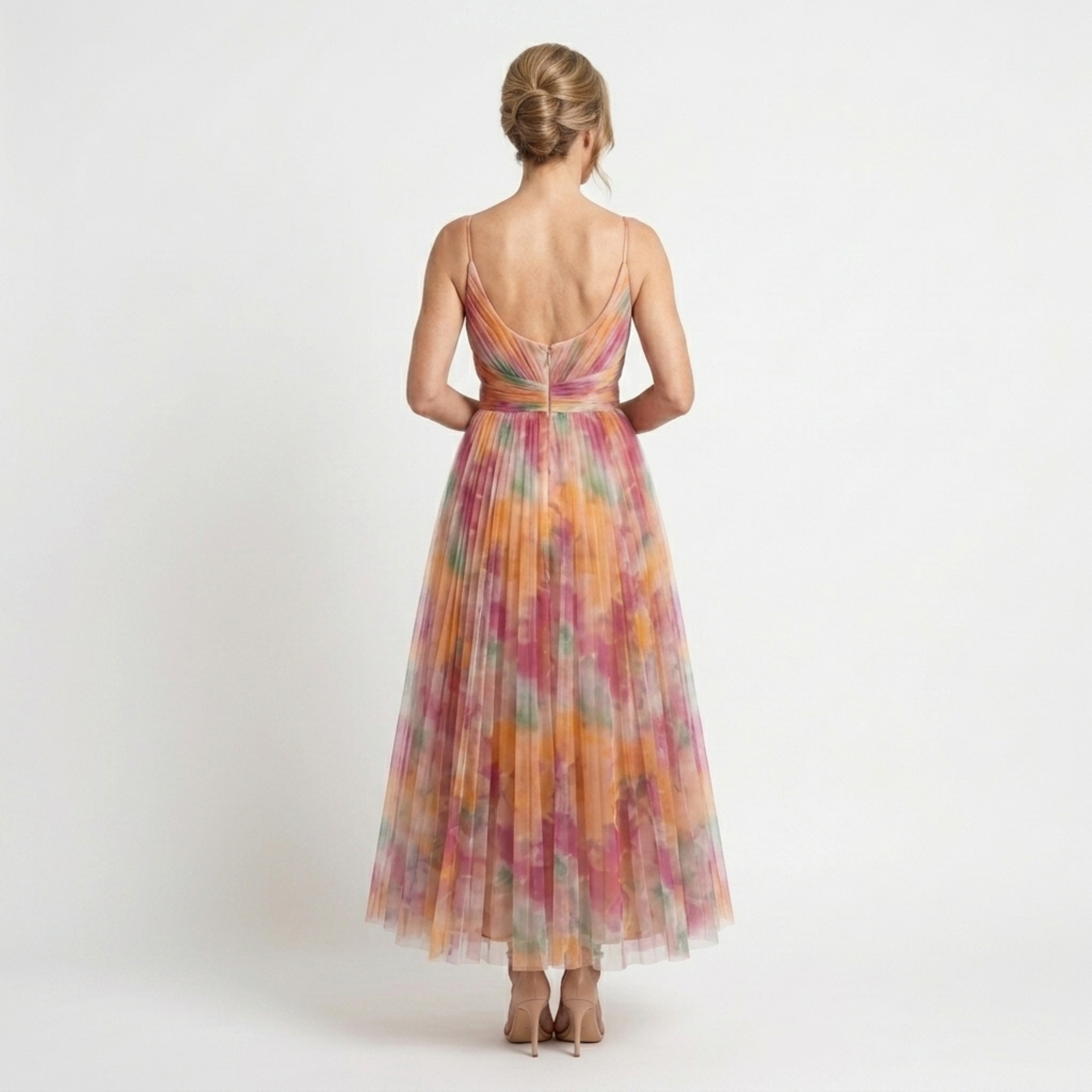 Women's Floral Tulle Maxi Dress Sleeveless Flowy Boho Special Occasion Long Dress