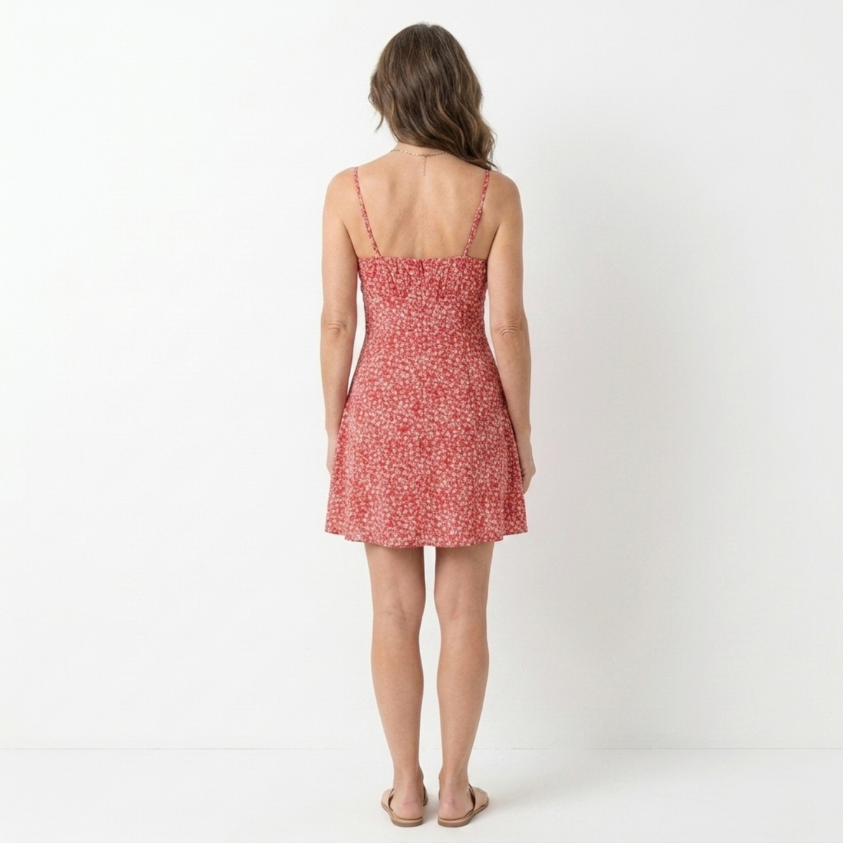 Women's Floral A-Line Mini Dress Ruched Bust Spaghetti Strap Side Cutout Sundress