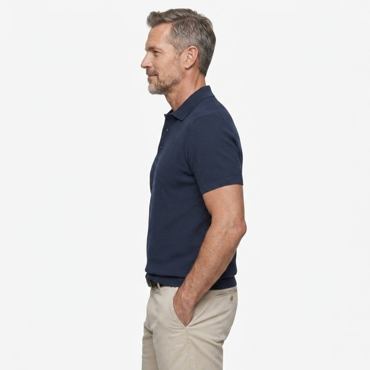 Men's pique polo shirt — linen cotton slim fit — summer office