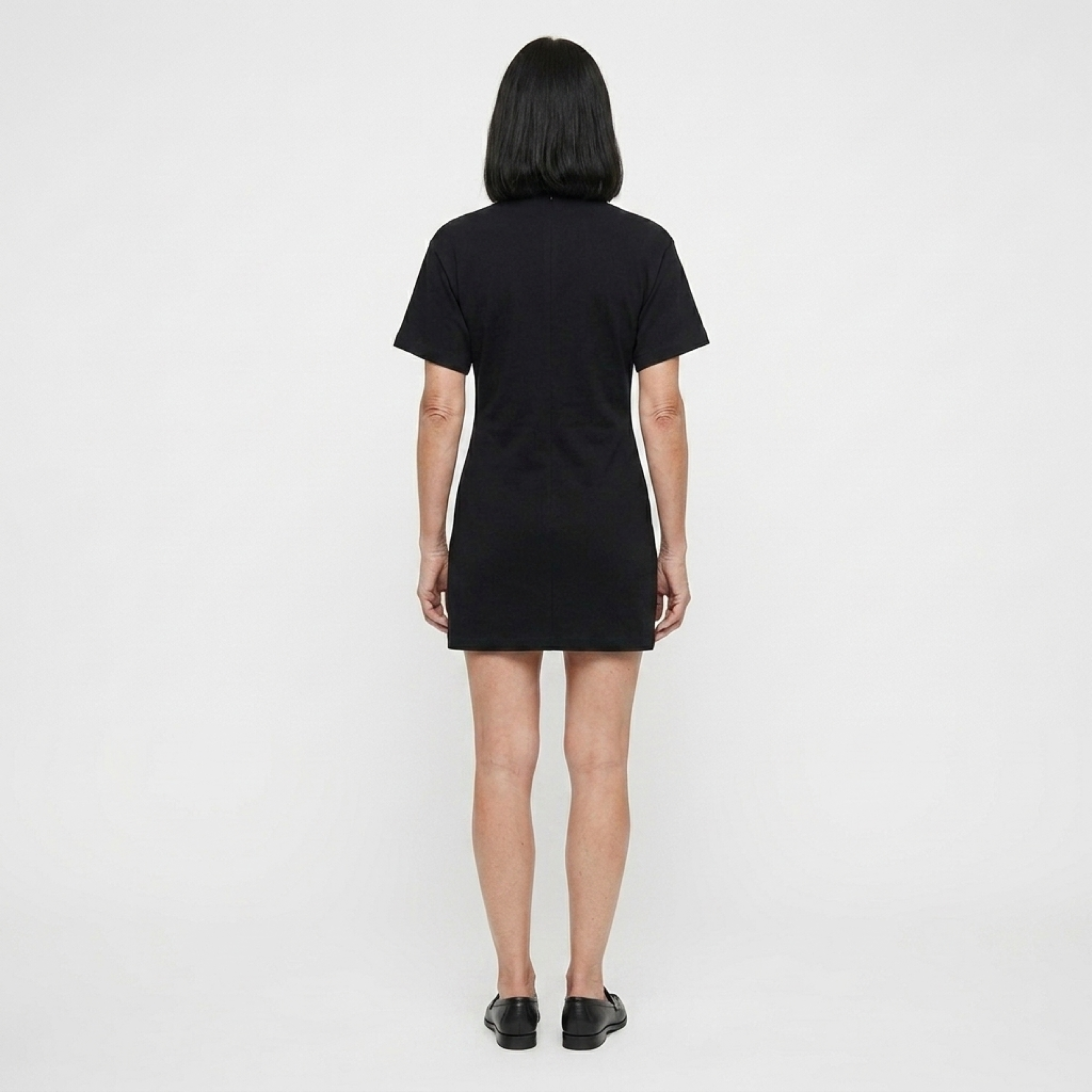 Women's Ruched Bodycon Mini Dress High Neck Short Sleeve Cocktail Party Dress