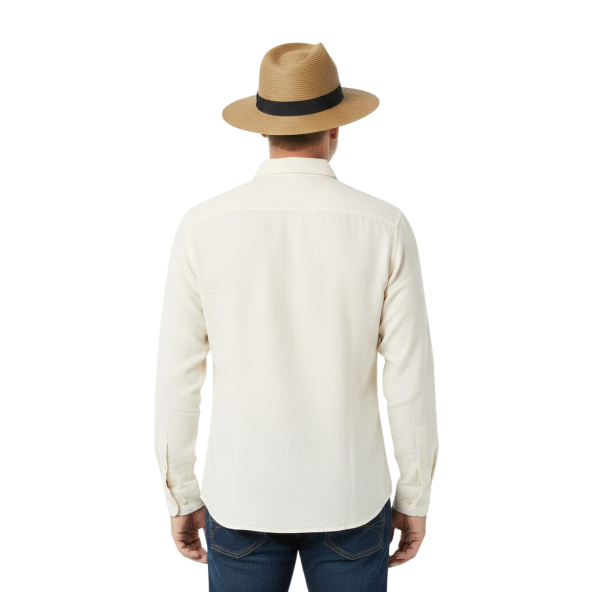 Unisex Panama Straw Hat with Wide Brim and Contrast Ribbon Trim