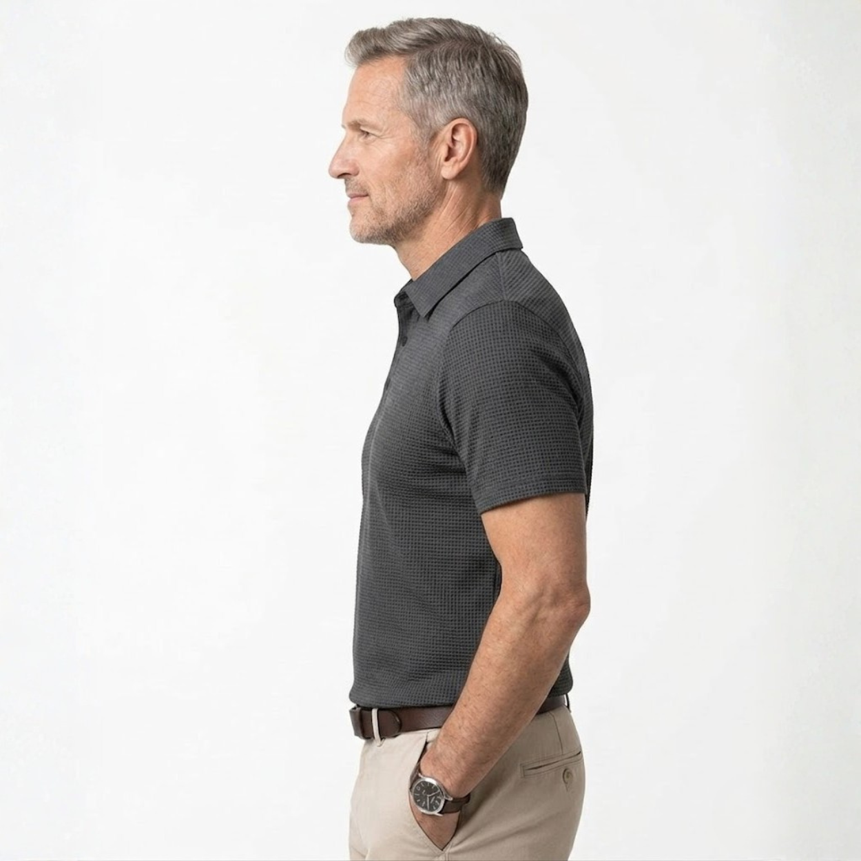 Men's knit polo shirt — lightweight slim fit — casual summer office