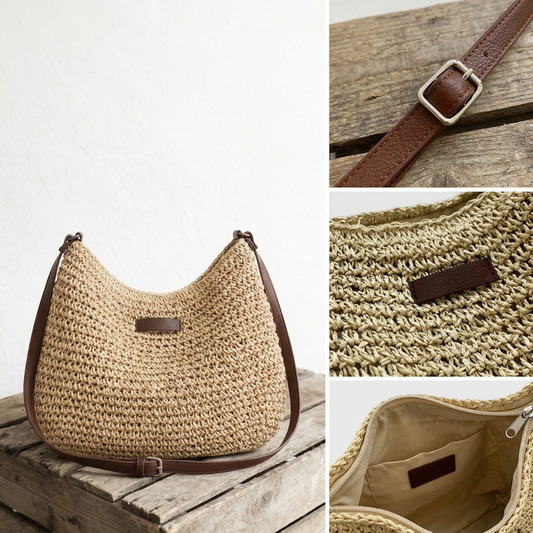 Woven Straw Crossbody Shoulder Bag