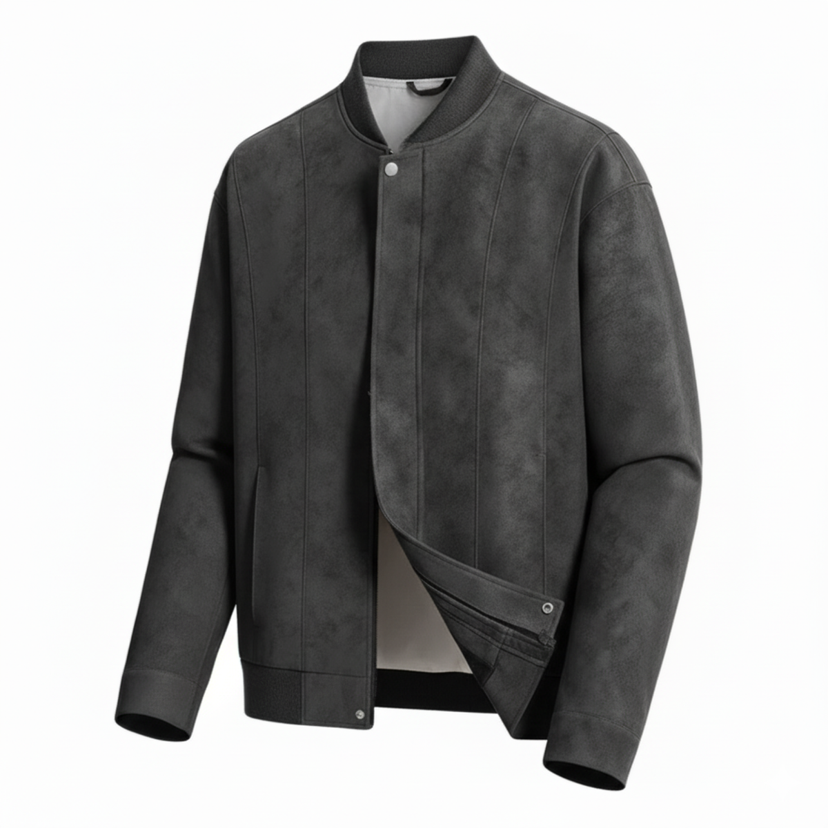 Loose Casual Men's Baseball Collar Leather Jacket Velvet