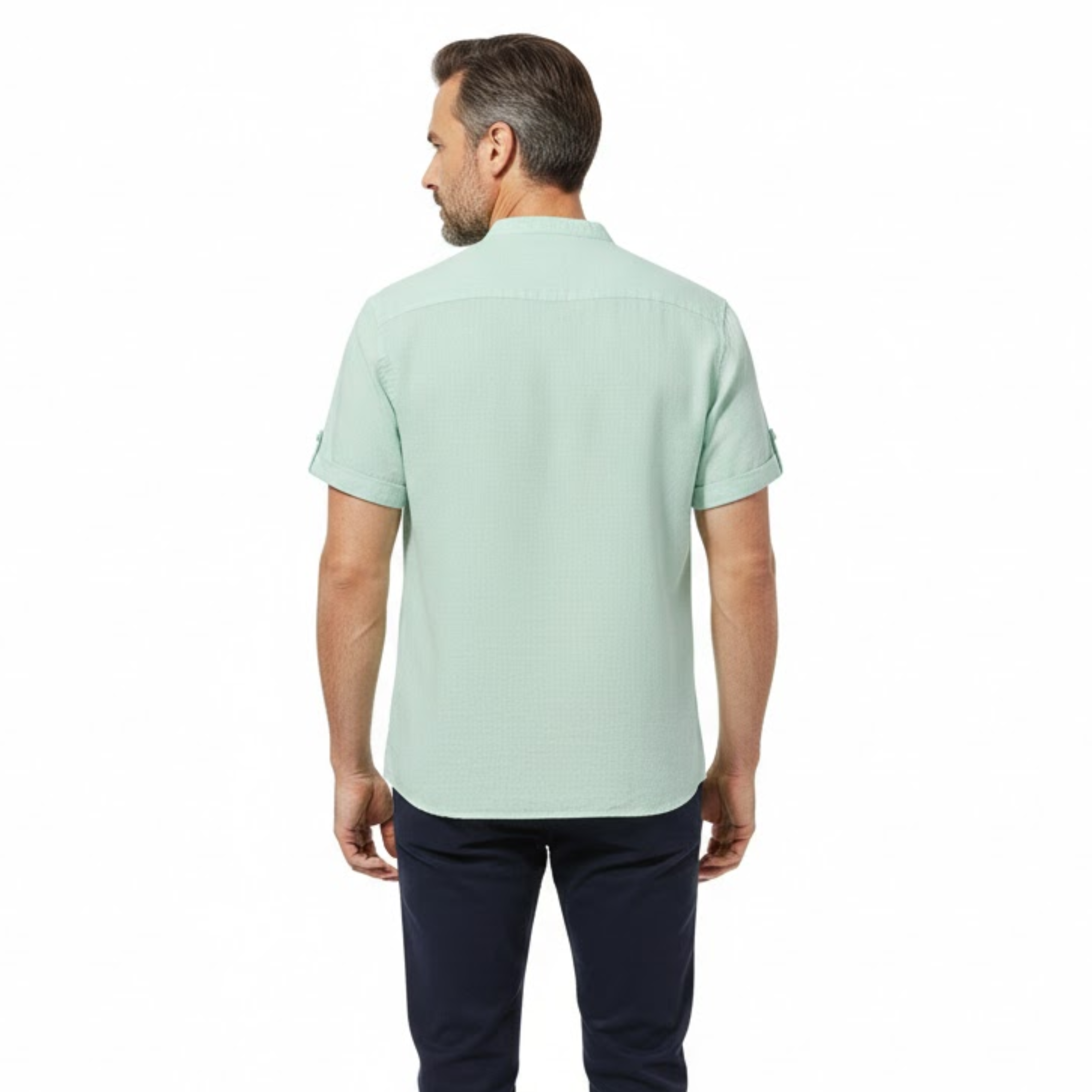 Men's Cotton Linen Henley Shirt Short Sleeve Breathable Casual Pocket Beach Top