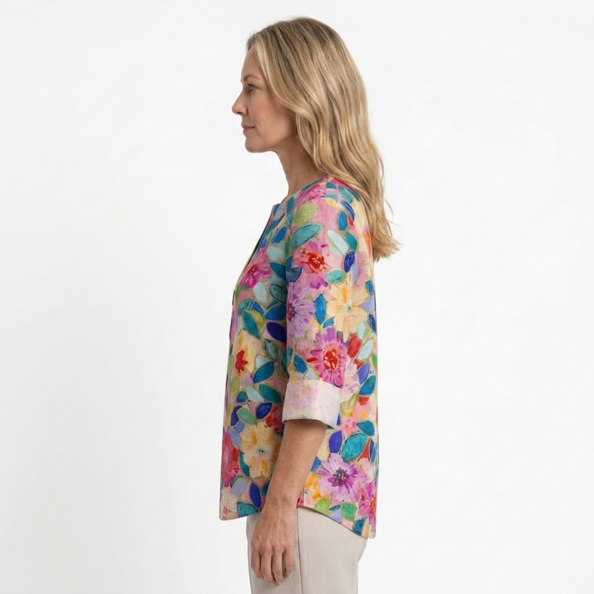 Women's floral blouse — 3/4 sleeve button down — everyday wear