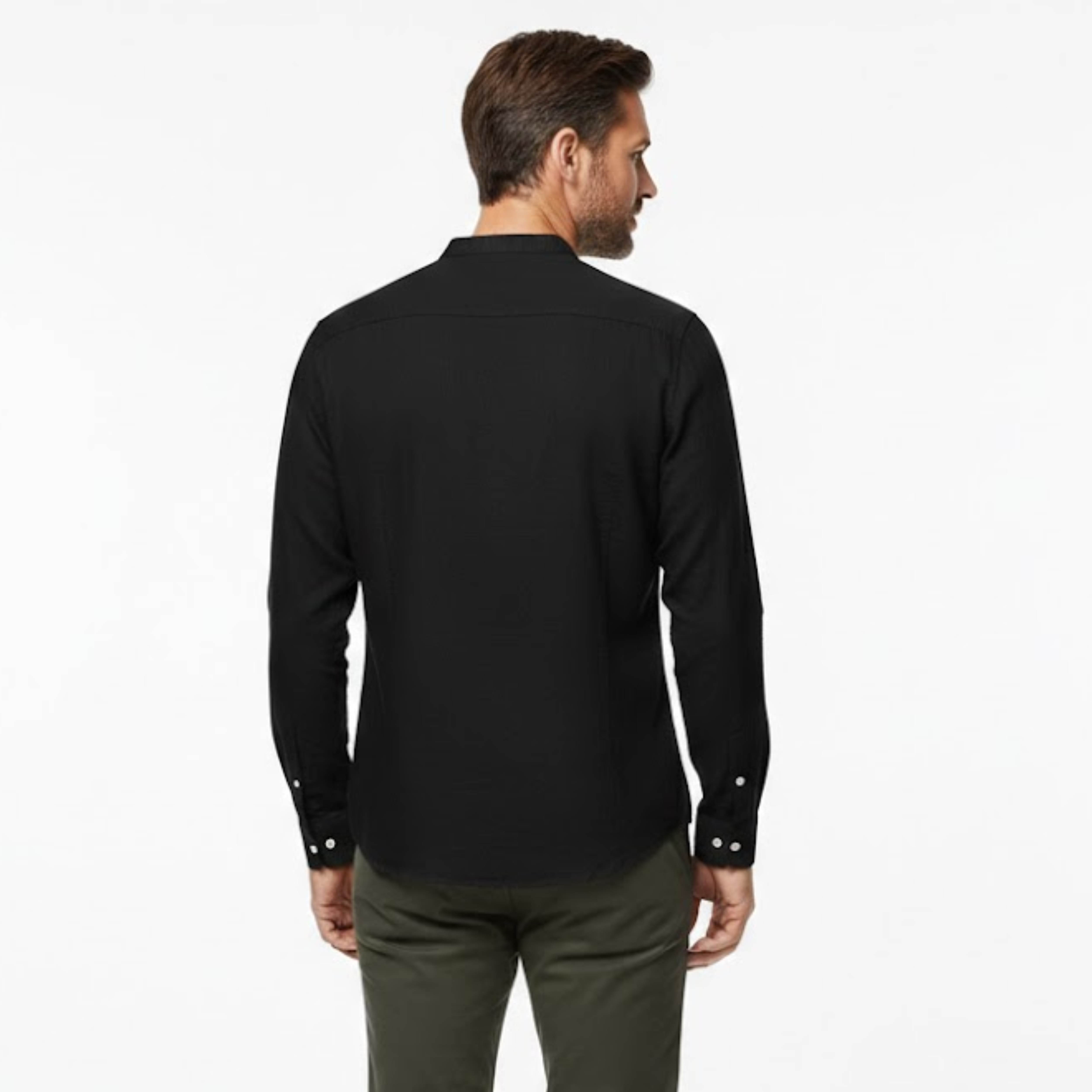 Men's Cotton Linen Henley Shirt Long Sleeve Slim Fit Single Breasted Casual Beach Top