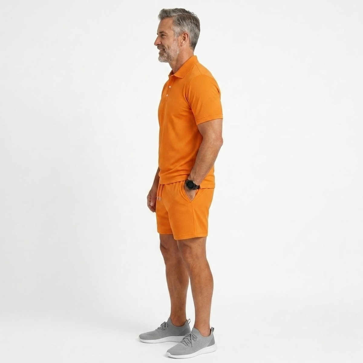 Men's two-piece polo set — drawstring shorts — casual summer holiday