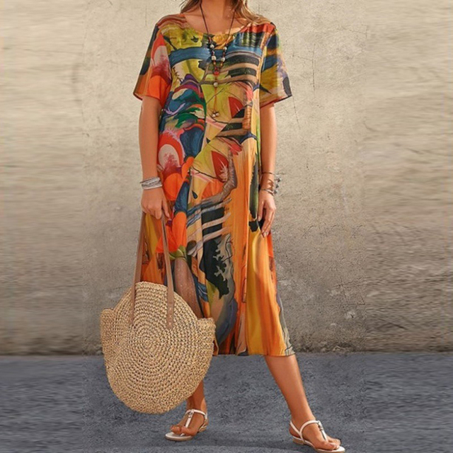 Printed Midi Shirt Dress