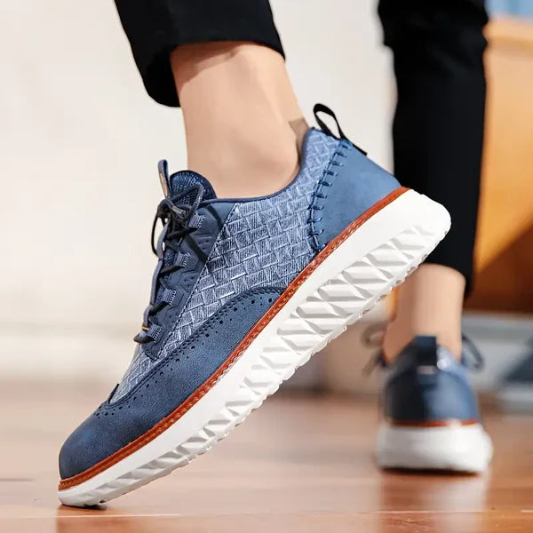 Men's leather sneakers - breathable lightweight trainers - casual daily