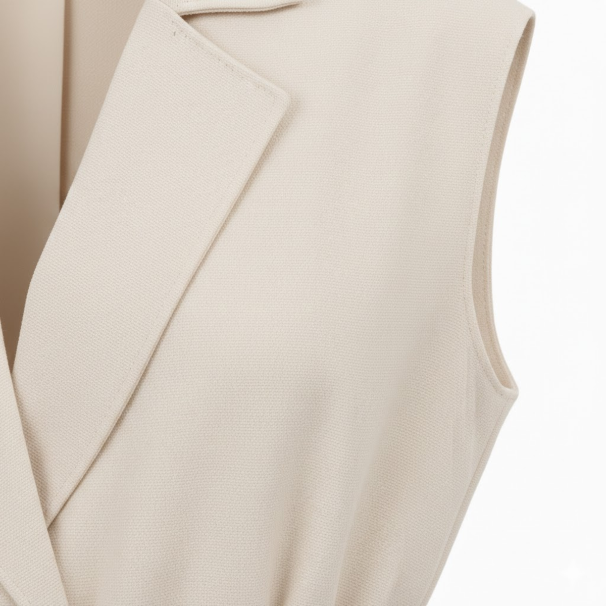 Sleeveless Vest and Wide Leg Pants Set with Turn Down Collar and Tie Waist Belt