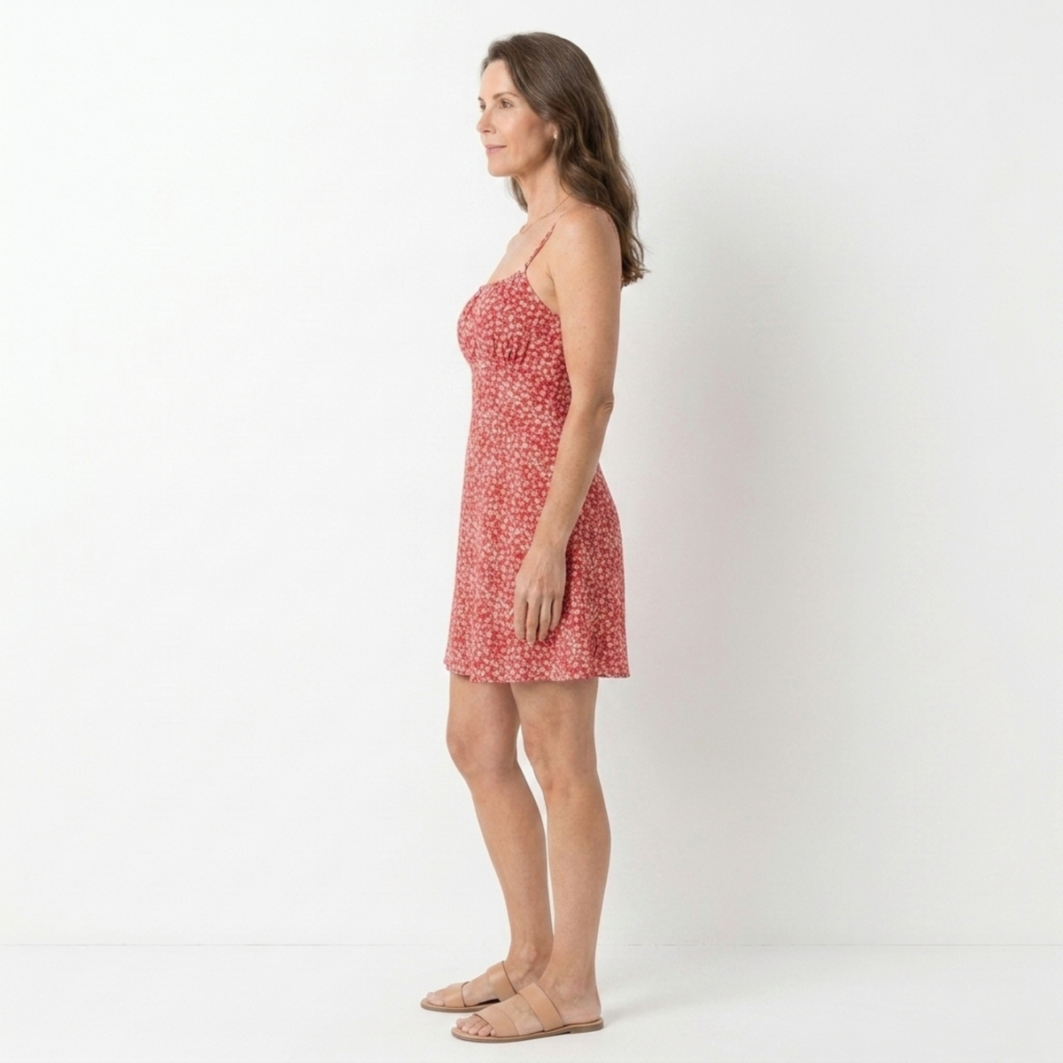 Women's Floral A-Line Mini Dress Ruched Bust Spaghetti Strap Side Cutout Sundress