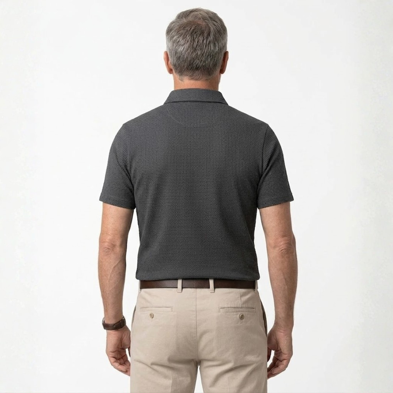 Men's knit polo shirt — lightweight slim fit — casual summer office