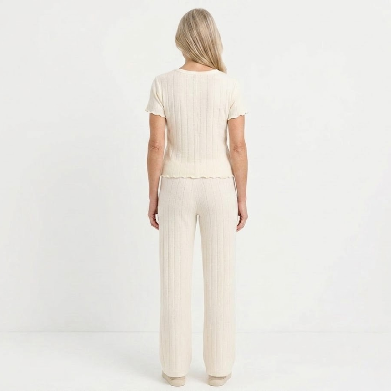 Two-piece set for women featuring a crop top and high waist pants