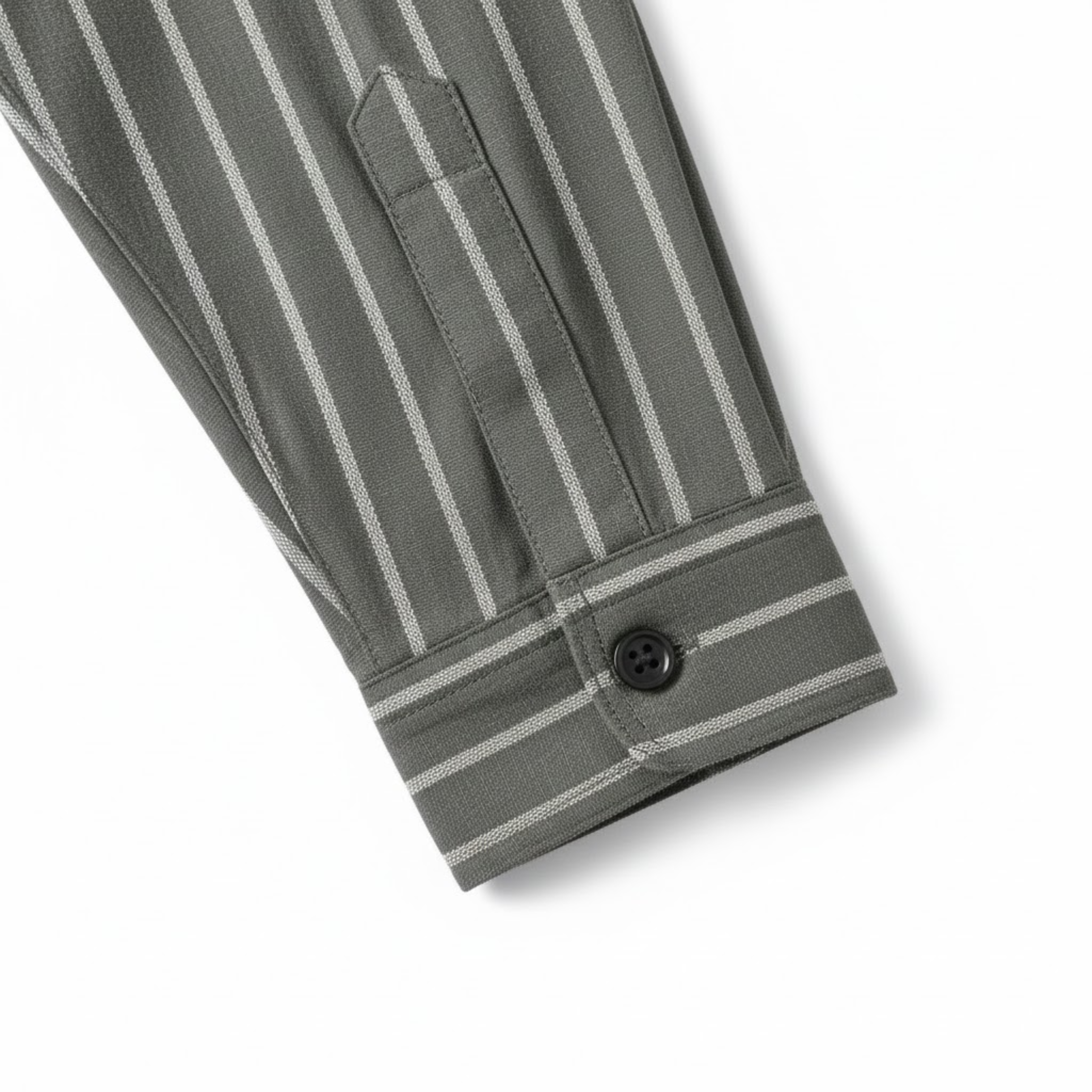 Men's Cotton Linen Striped Shirt Full Sleeve Stand Collar Single Breasted Casual Top