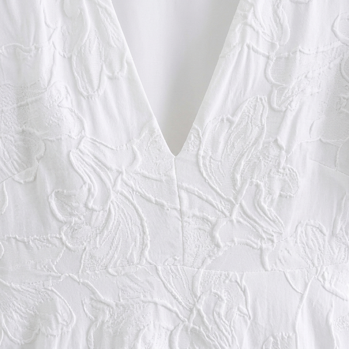 Women's Floral Embroidered Fit and Flare Dress Puff Sleeve V-Neck Scallop Hem Mini