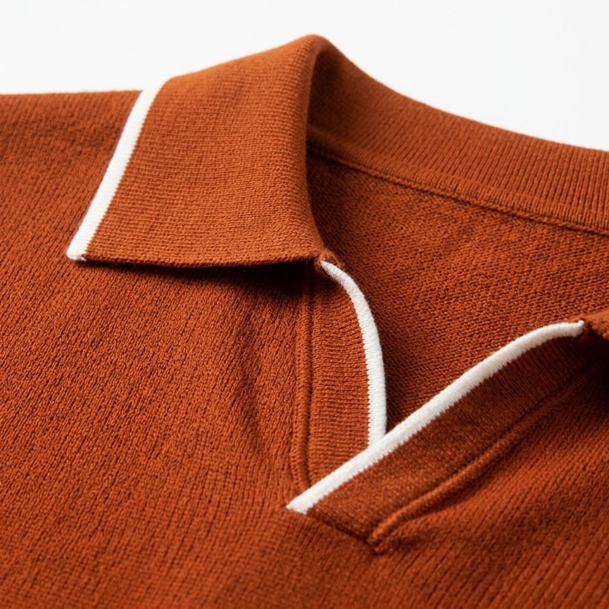 Men's knit polo shirt — contrast trim slim fit — casual daily
