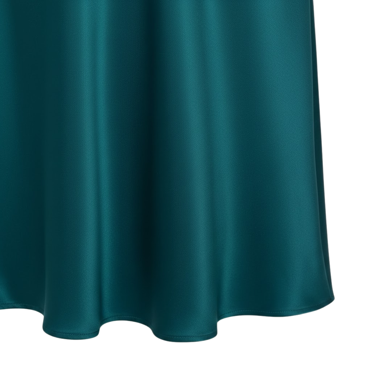 Satin High Neck Maxi Dress Long Sleeve Empire Waist Asymmetrical Evening Party Gown