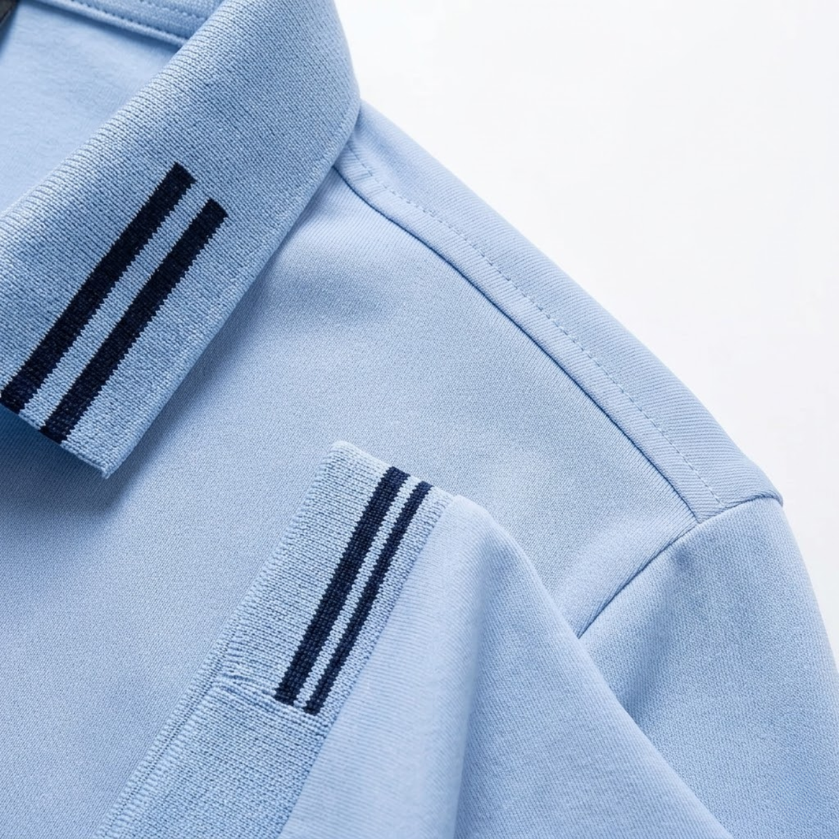 Men's short sleeve polo shirt — tailored slim fit stripe details — casual daily