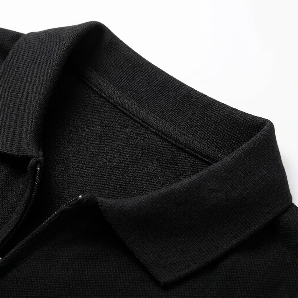 Men's quarter-zip polo shirt — textured knit regular fit — smart casual office