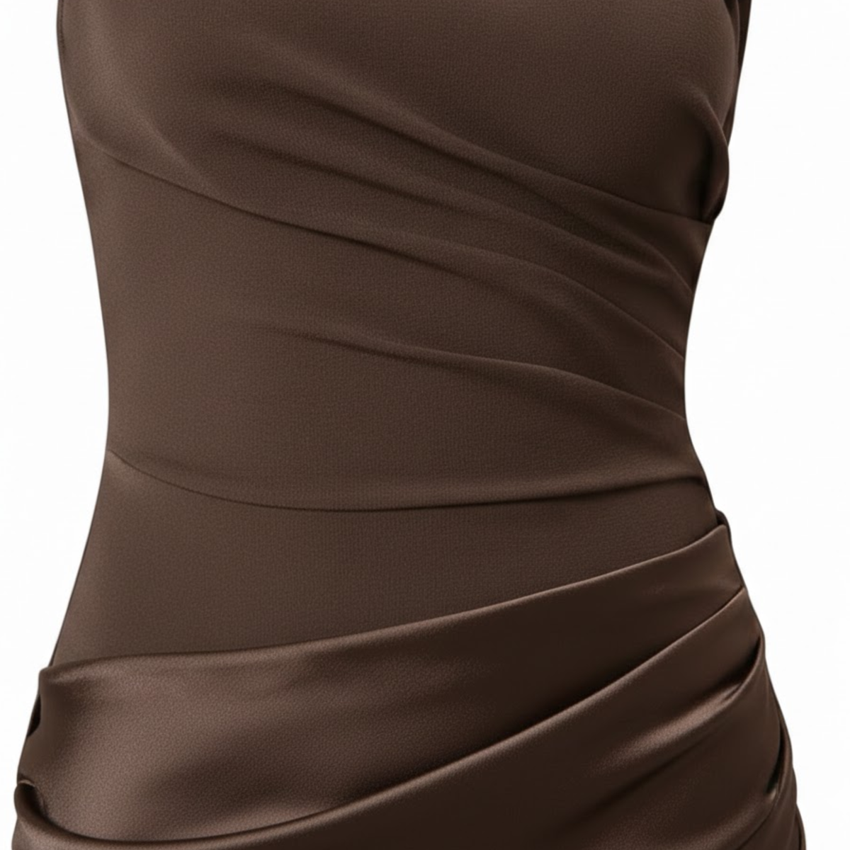 One-Shoulder Satin Maxi Dress Sleeveless Patchwork Slim Fit Evening Party Gown