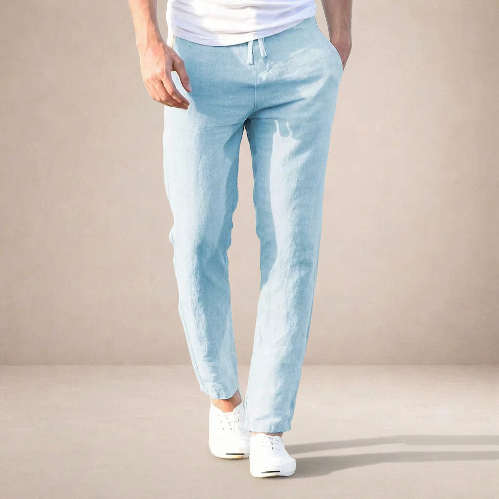 Men's Straight Leg Linen Trousers