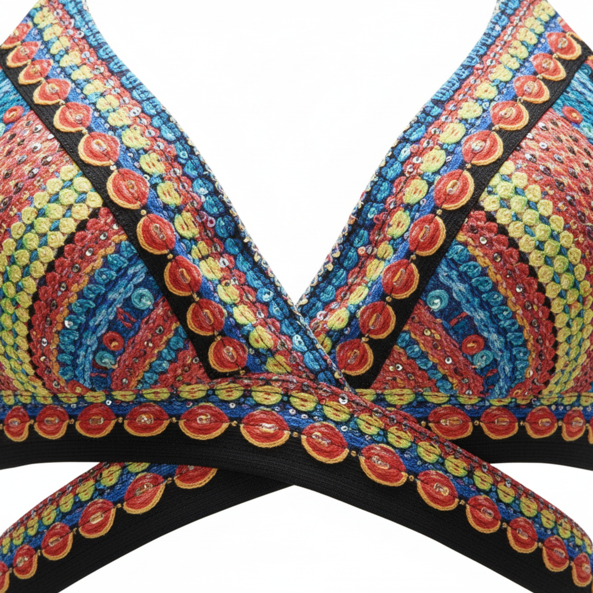 High Waist 3 Piece Bikini Set with Halter Triangle Top and Kimono Cover Up