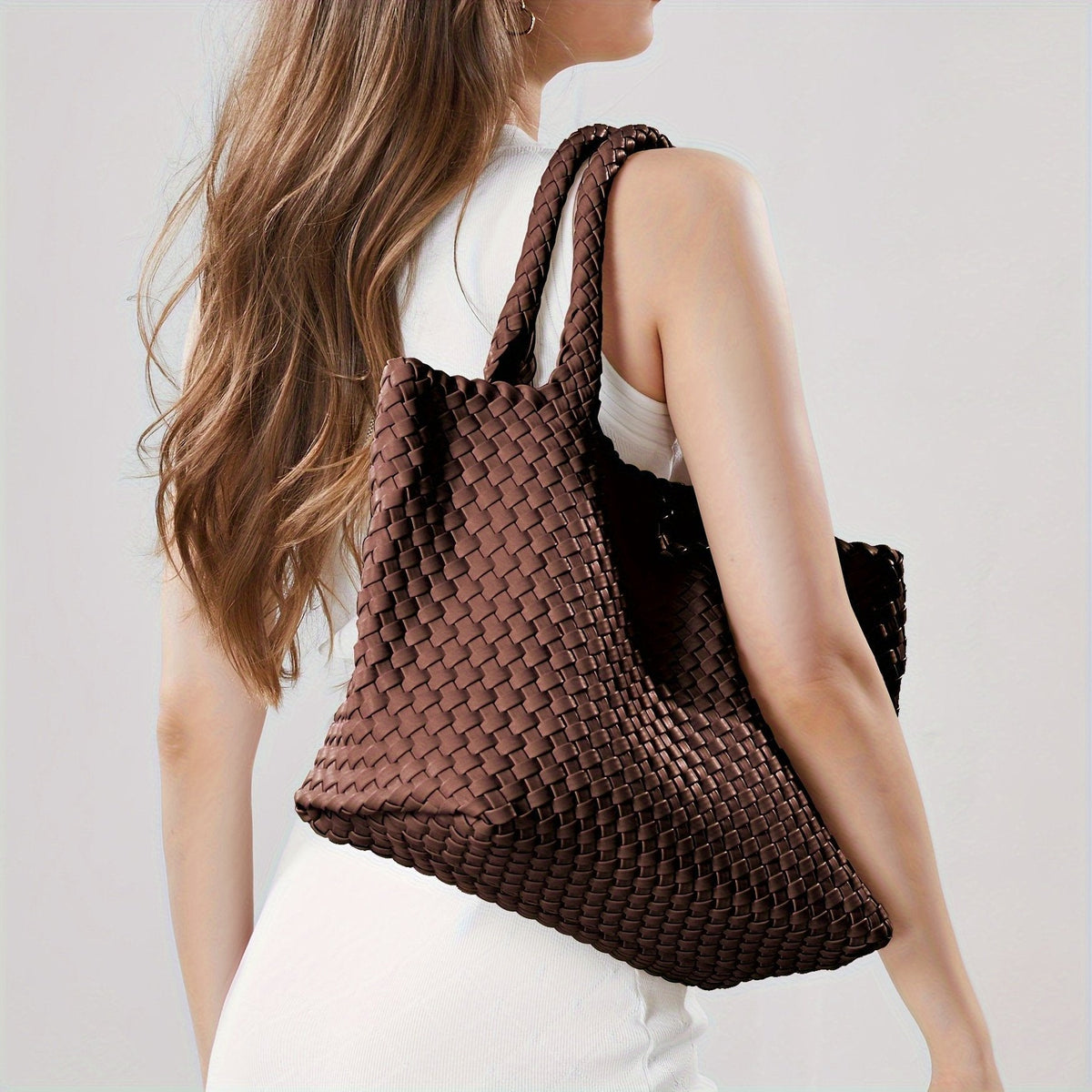 Women's woven tote bag large shoulder bag