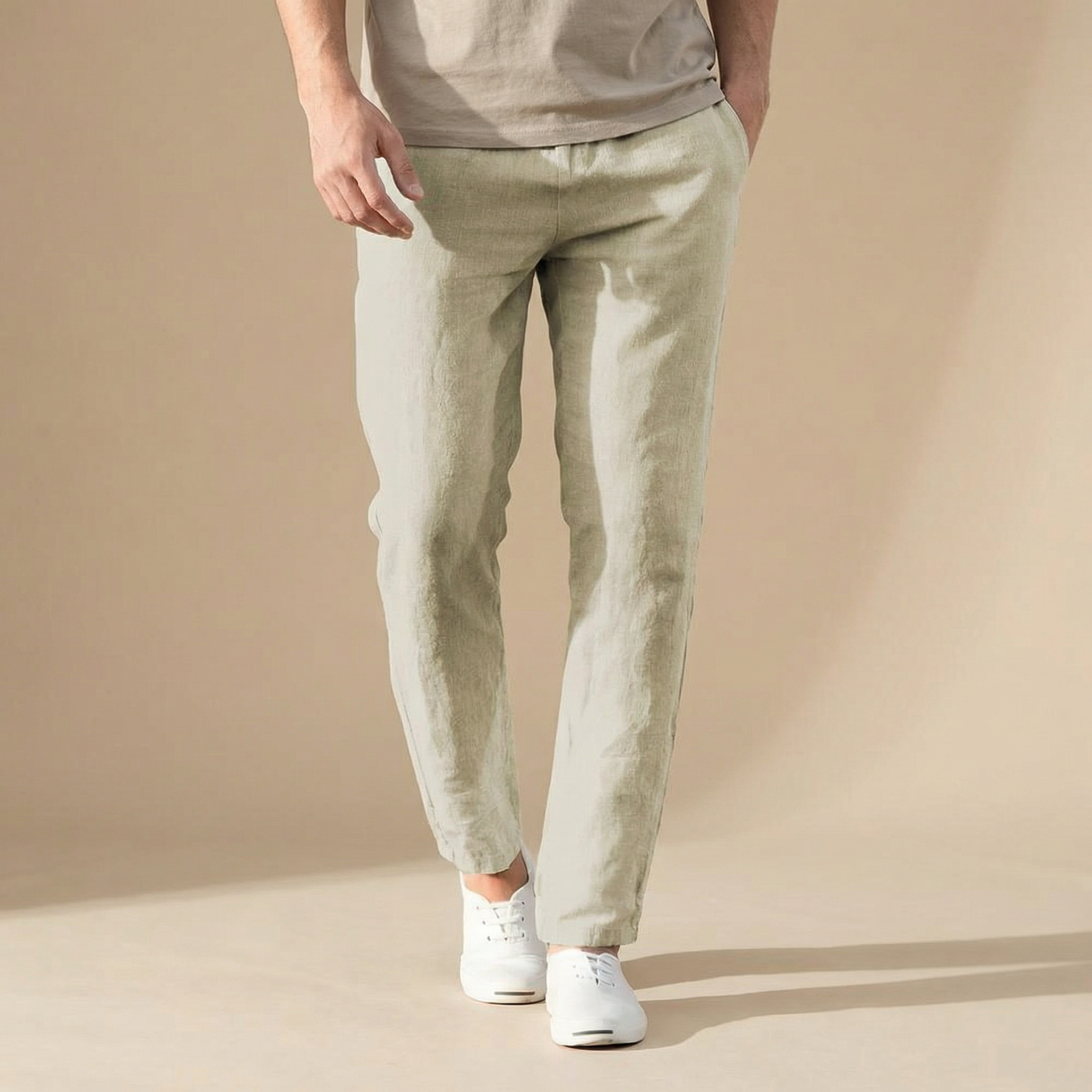 Men's Straight Leg Linen Trousers