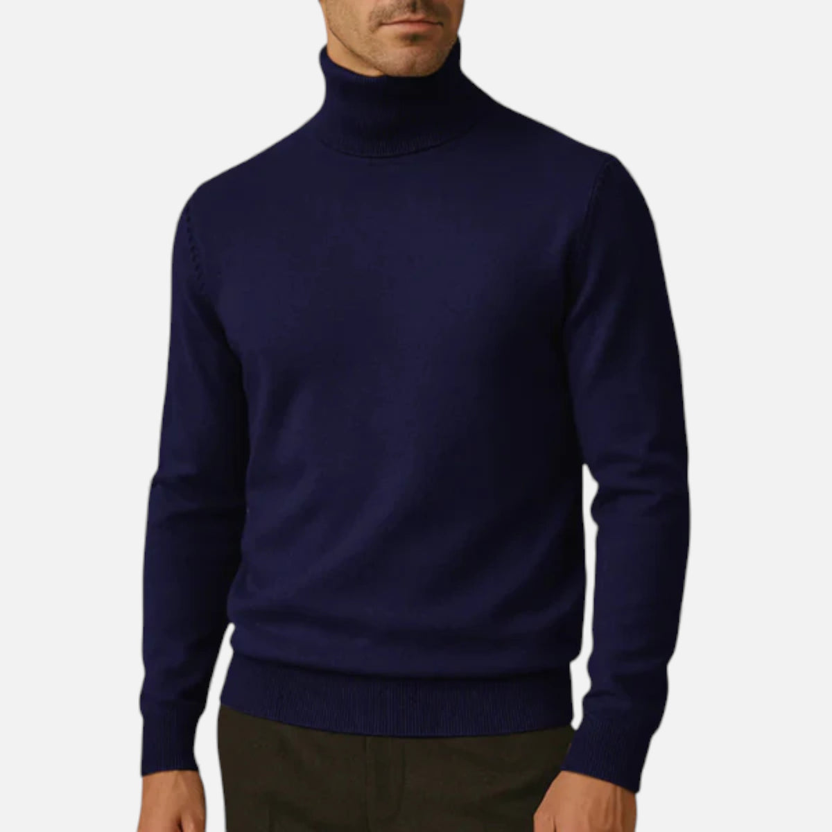 Veroux Mode | Men’s Turtleneck Knit Pullover – Basil Edition
