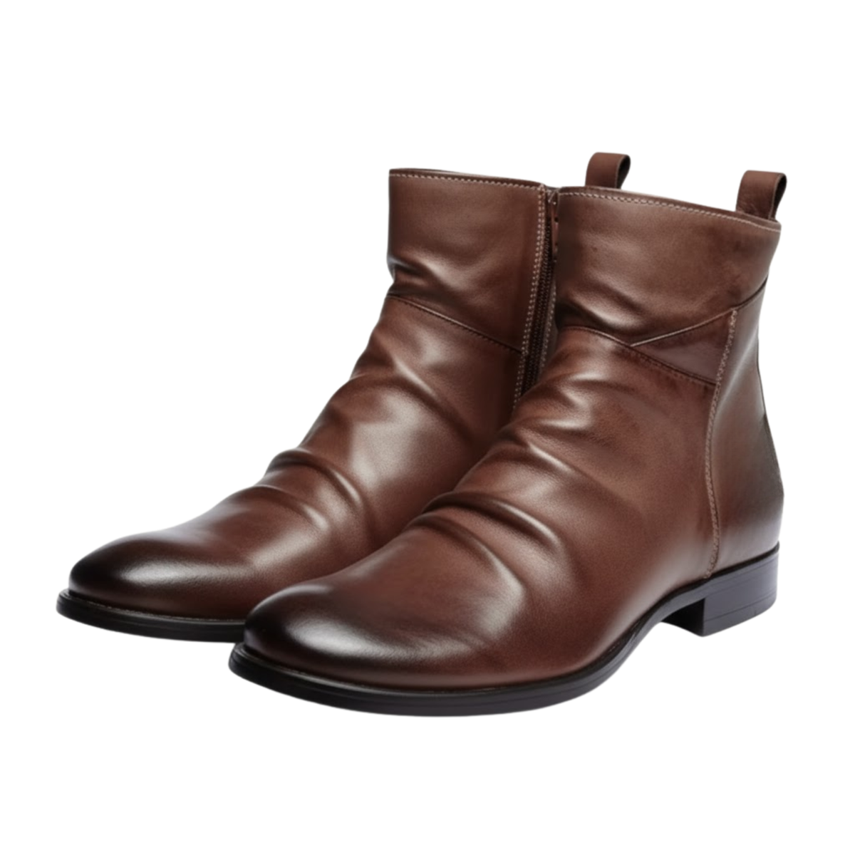 Men's Ankle Boots Side Zipper Handmade PU Leather Outdoor Casual Chelsea Work Shoes