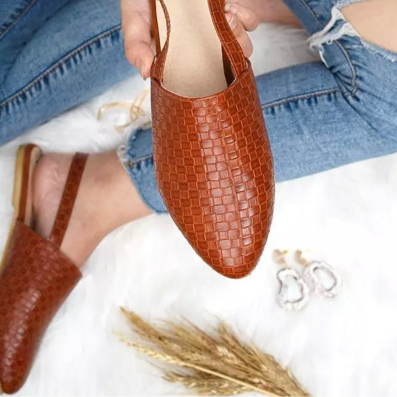 Women's handwoven sandals - flat slingback shoes with buckle - beach vacation