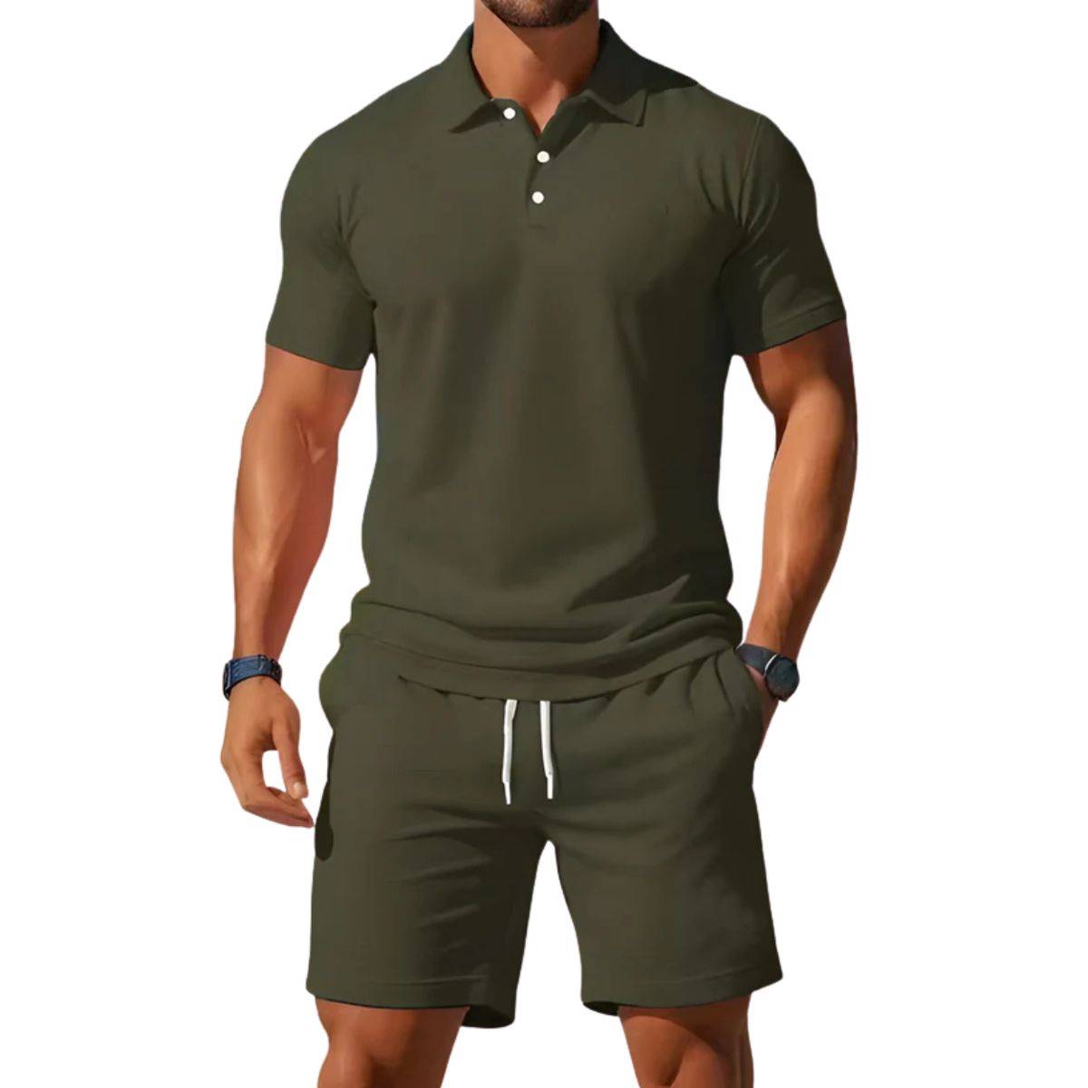 Men's sport polo set — lightweight short sleeve set — casual summer holiday