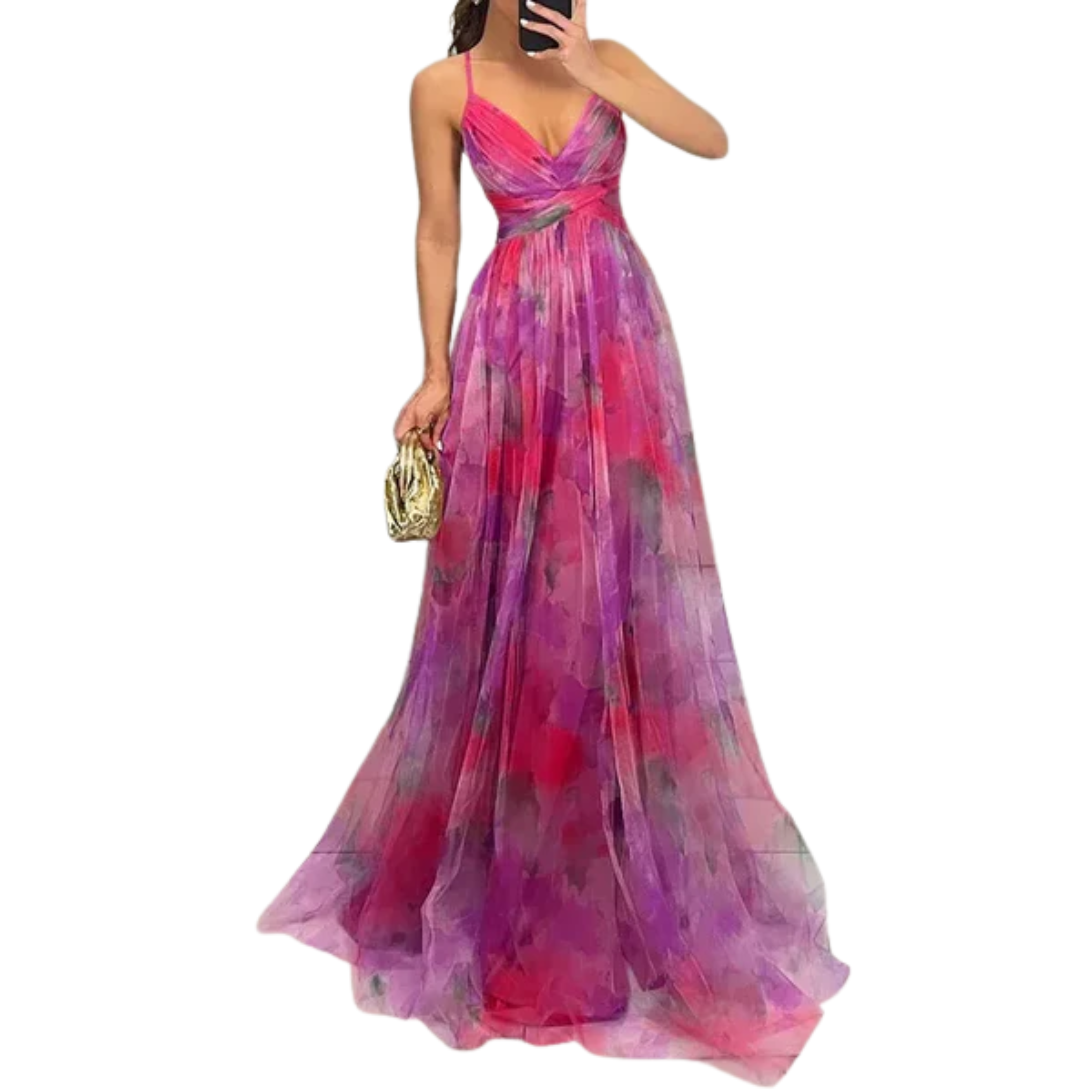 Women's Floral Tulle Maxi Dress Sleeveless Flowy Boho Special Occasion Long Dress