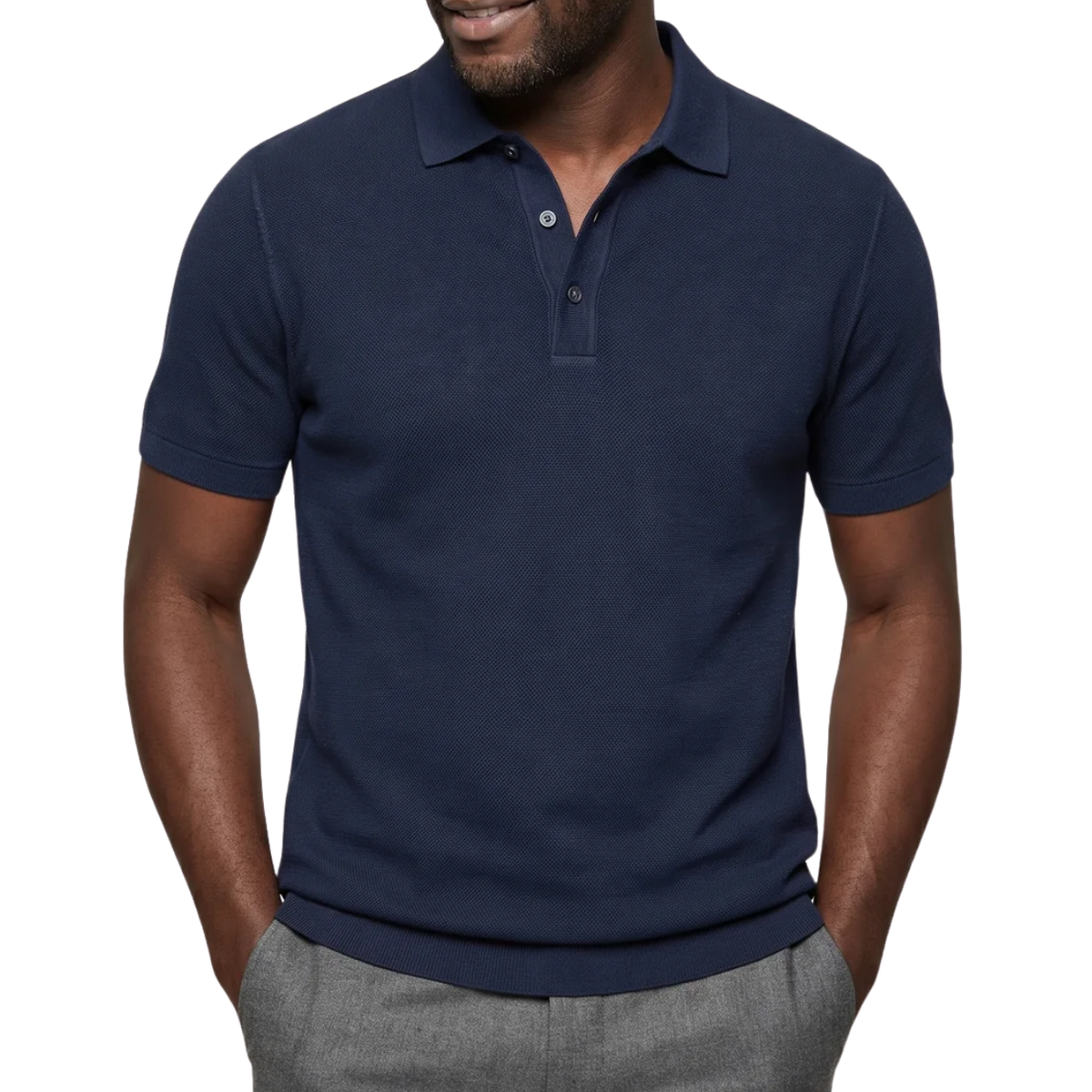 Men's pique polo shirt — linen cotton slim fit — summer office