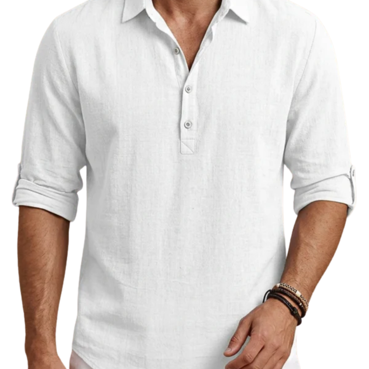 Men's linen polo shirt — regular fit short sleeve — holiday
