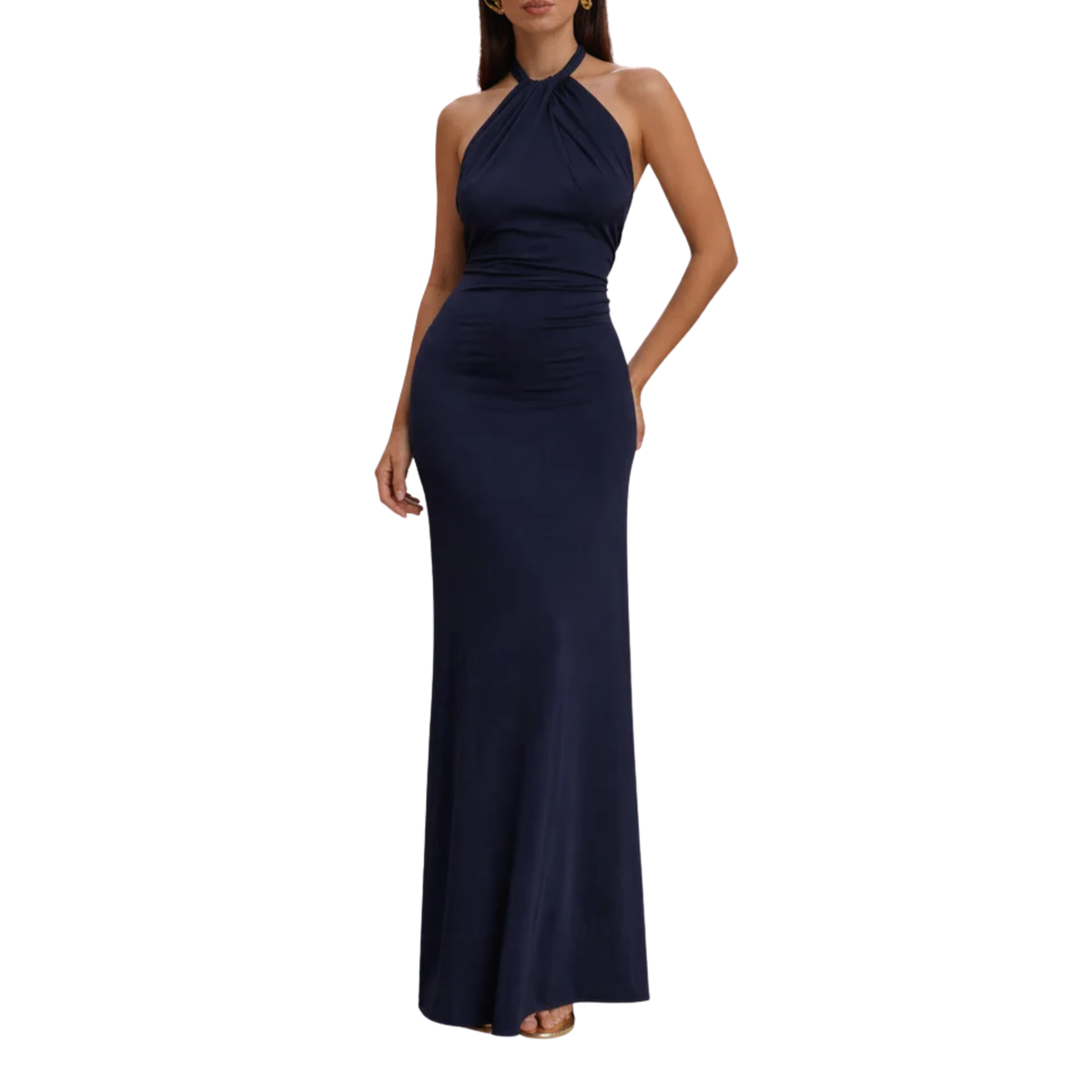 Women's Off Shoulder Maxi Dress Lace Bell Sleeve Smocked Waist Formal Evening Dress