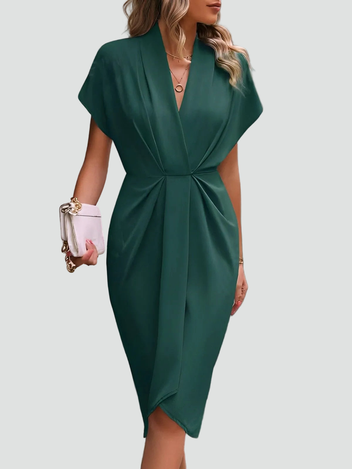 Wrap Front Midi Cocktail Dress