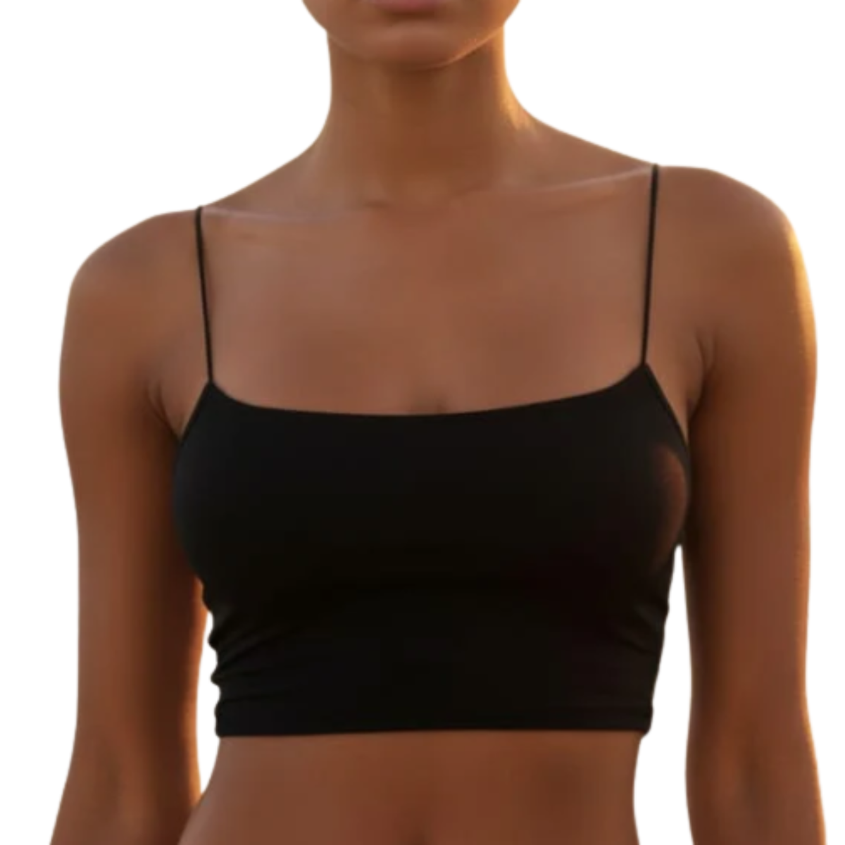 Crop top tank for women with thin straps in cotton poly blend — vacation