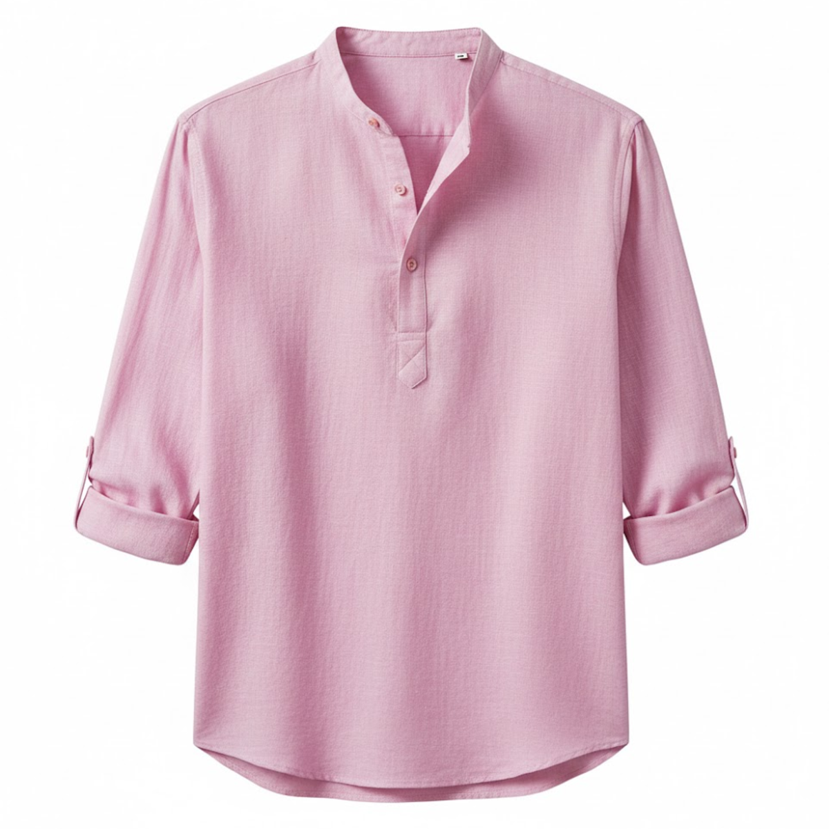 Men's Cotton Linen Henley Shirt Long Sleeve Breathable Casual Beach Button Top